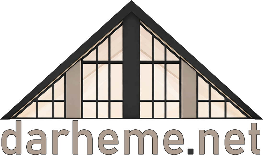 Das alte darheme.net-Logo mit der markanten dreieckigen Fensterfront unserer früheren Wohnung